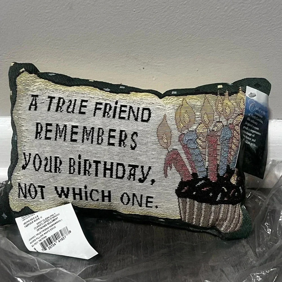 True Friend Woven Decorative Birthday Pillow NWT - Picture 2 of 11